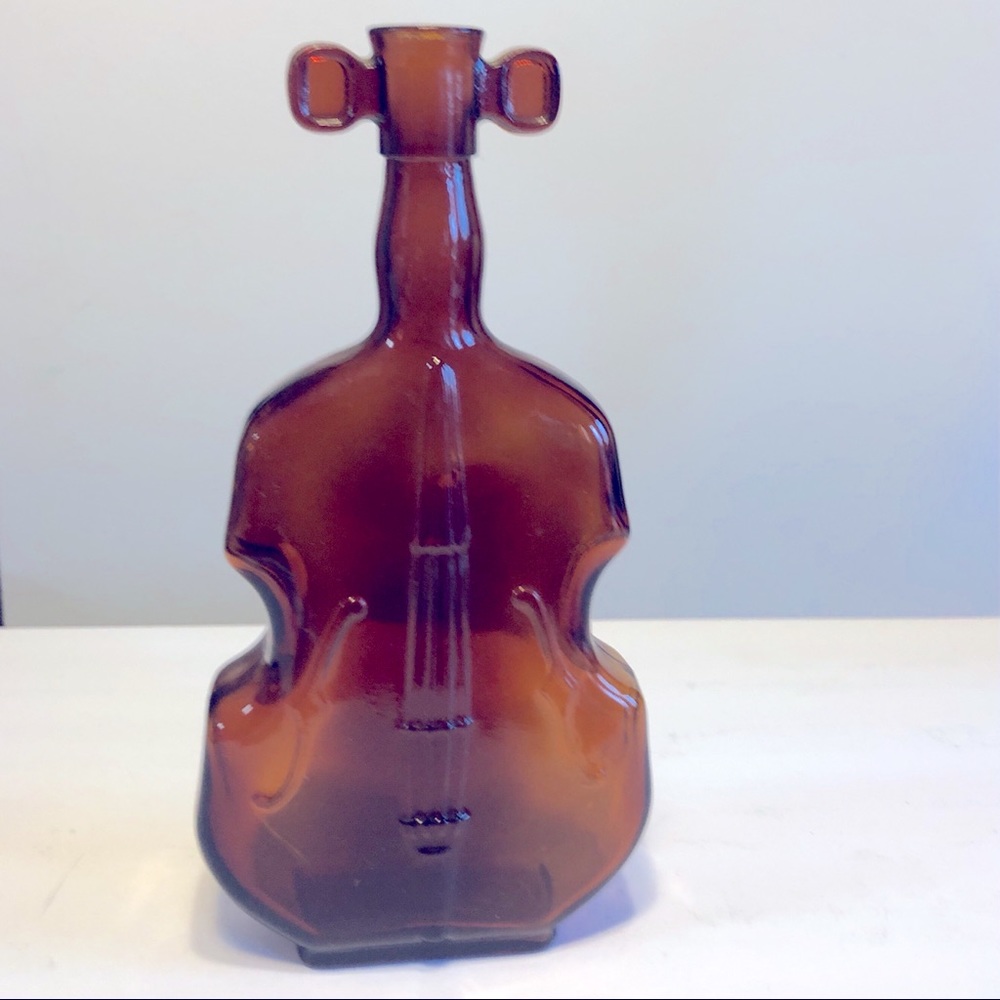 Vintage 8" Amber Glass Bottle / Decanter